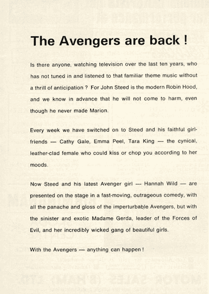 The Avengers Stageplay Programme - Page Two
